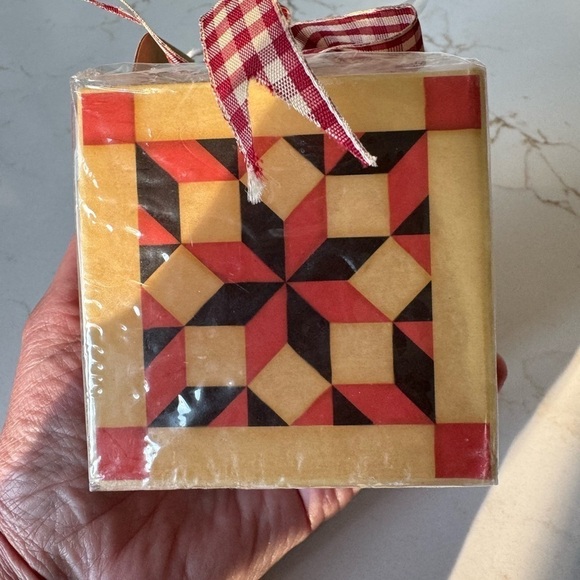 Vintage Jim Shore Heartwood Creek Lone Star Quilt 3" Block Candle / 2003 / NIB - Picture 2 of 9